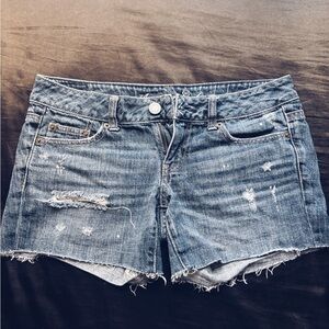 American Eagle Outfitters Blue Distressed Jean Shorts